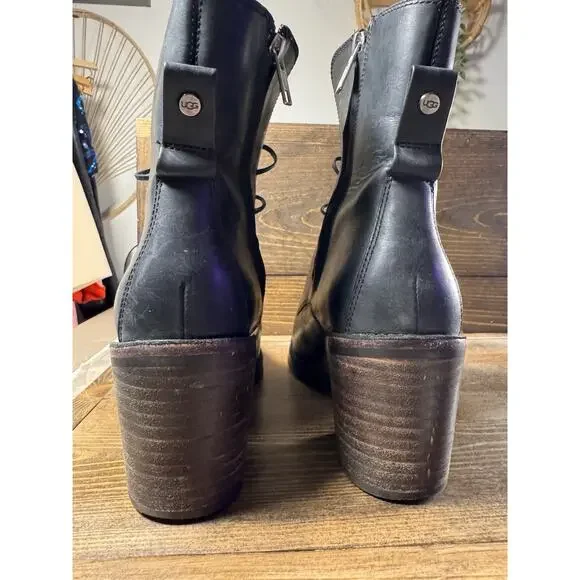 UGG Oriana Black Leather Boots - Picture 16 of 16